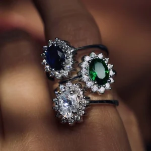 Mia Colore Azure 925 sterling zilveren ring met blauwe zirkonia steen