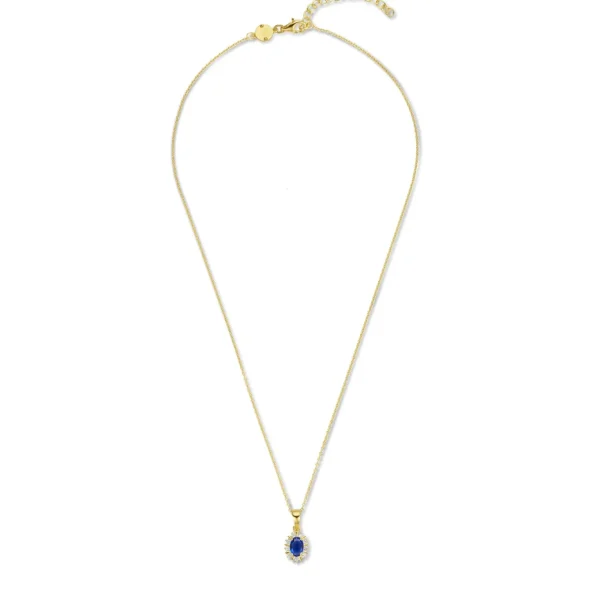 Mia Colore Azure 925 sterling zilver gold plated Ketting met blauwe zirkonia steen