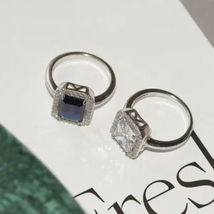 Mia Colore Azure 925 sterling zilveren ring met blauwe zirkonia steen