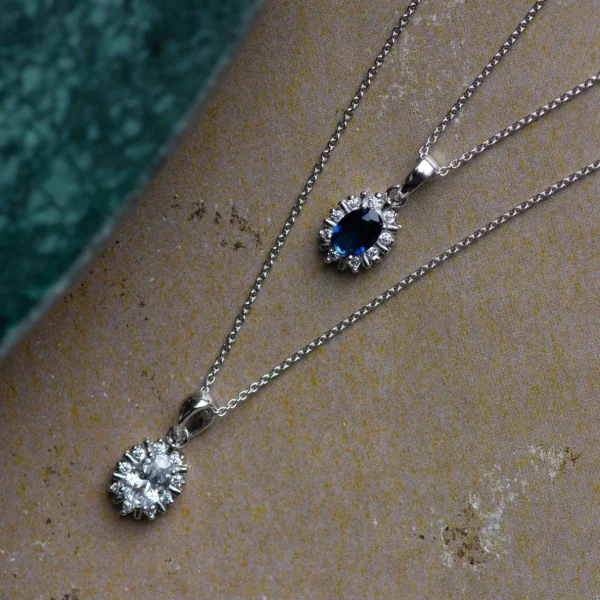 Mia Colore Azure 925 sterling zilver Ketting met blauwe zirkonia steen