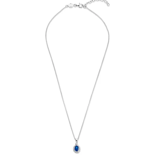 Mia Colore Azure 925 sterling zilver Ketting met blauwe zirkonia steen