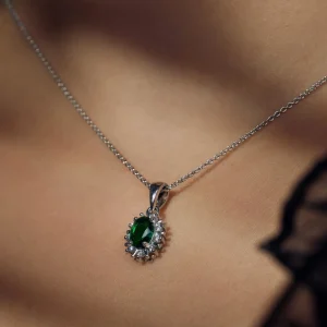 Mia Colore Verdi 925 sterling zilver Ketting met groene zirkonia steen