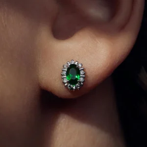 Mia Colore Verdi 925 sterling zilver Oorknoppen met groene zirkonia steen