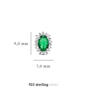Mia Colore Verdi 925 sterling zilver Oorknoppen met groene zirkonia steen