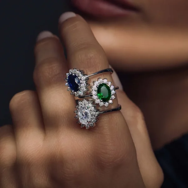 Mia Colore Verdi 925 sterling zilveren ring met groene zirkonia steen