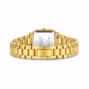 Orologio rechthoekig dameshorloge goudkleurig en groen