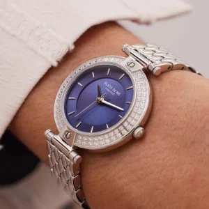 Orologio rond dameshorloge zilverkleurig en blauw