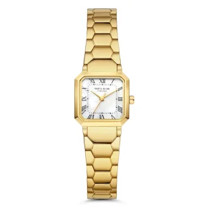 Orologio vierkant dameshorloge goudkleurig en parelmoer