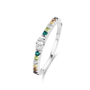 Santa Maria del Fiore 925 sterling zilveren ring met gekleurde zirkonia stenen