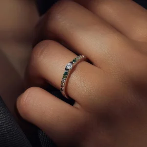 Santa Maria del Fiore 925 sterling zilveren ring met gekleurde zirkonia stenen