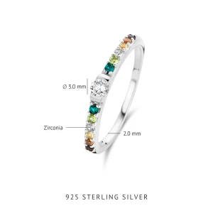 Santa Maria del Fiore 925 sterling zilveren ring met gekleurde zirkonia stenen