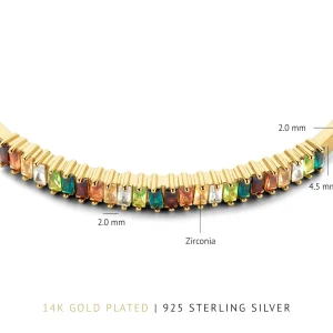 Santa Maria del Fiore 925 sterling zilver gold plated armband met gekleurde zirkonia stenen