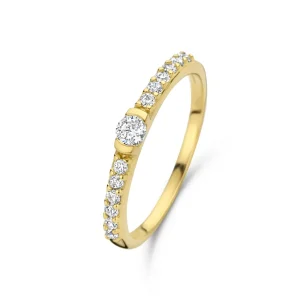 Santa Maria della Base 925 sterling zilver gold plated ring met zirkonia stenen
