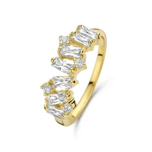 Santa Maria della Base 925 sterling zilver gold plated ring met zirkonia stenen