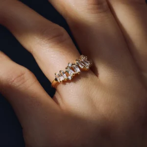 Santa Maria della Base 925 sterling zilver gold plated ring met zirkonia stenen