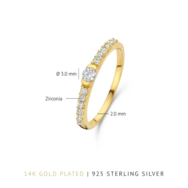 Santa Maria della Base 925 sterling zilver gold plated ring met zirkonia stenen