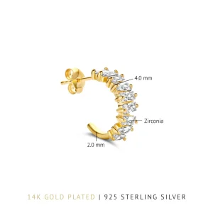 Santa Maria della Base 925 sterling zilveren gold plated oorringen met zirkonia stenen