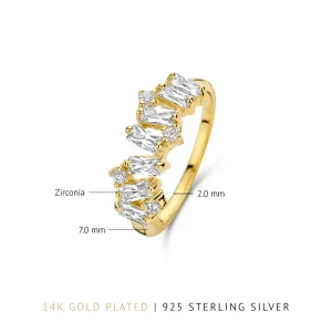 Santa Maria della Base 925 sterling zilver gold plated ring met zirkonia stenen